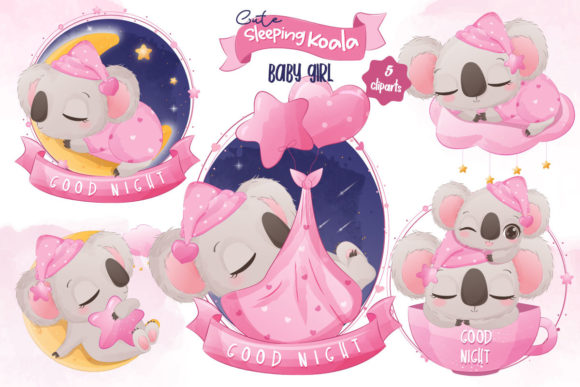 Charming Koala Illustrations for Nursery and Baby Products