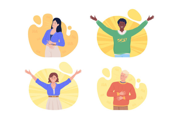 Positive Emotions Illustrations Set: Vibrant Vector Art for Digital Projects