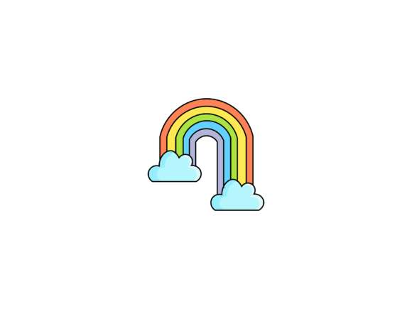 Spring Rainbow on Cloud Illustrations: A Whimsical Design Asset